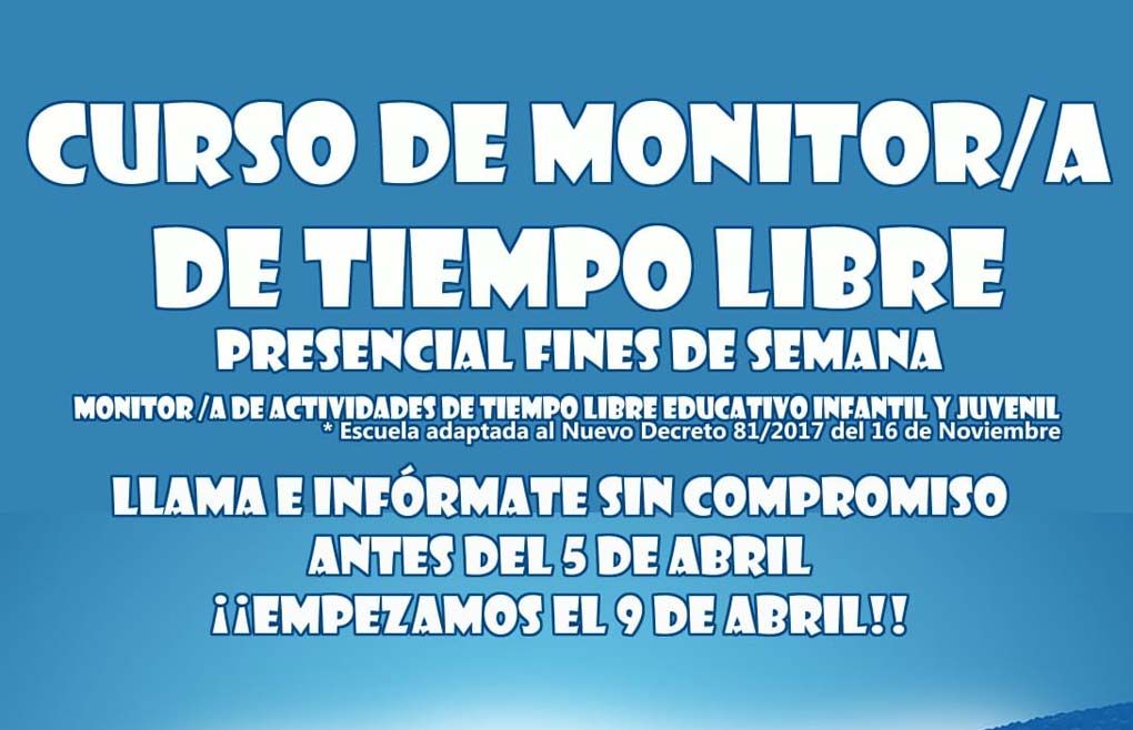 Organizado un Curso de Monitor de Tiempo Libre