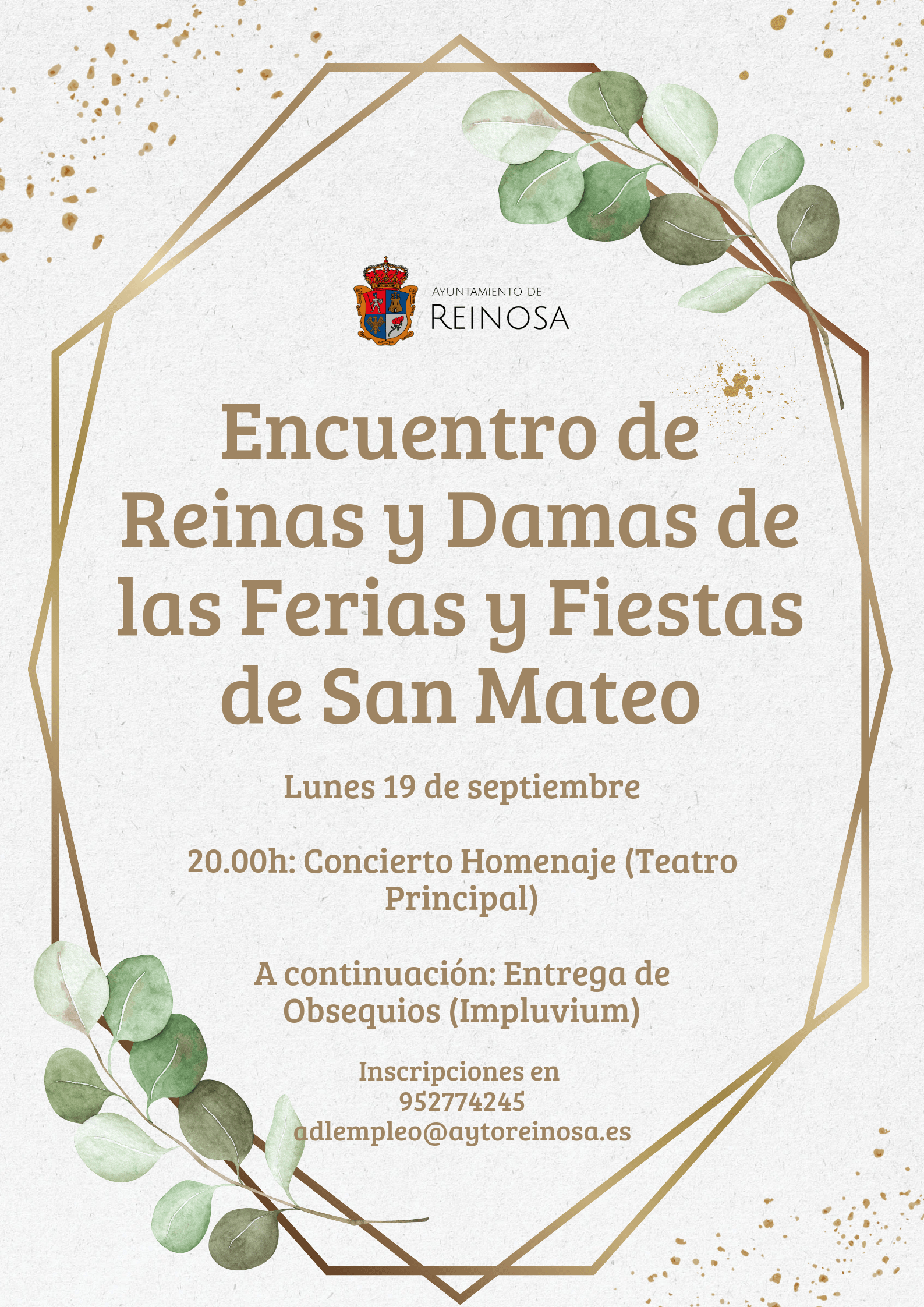1663074619_20220906_124111_0000.png Las reinas y damas de San Mateo que quieran participar en el homenaje del Ayuntamiento pueden confirmar su asistencia