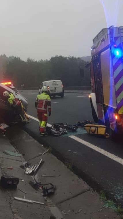Herido grave un varón tras un accidente en la A-8 a su paso por Liendo