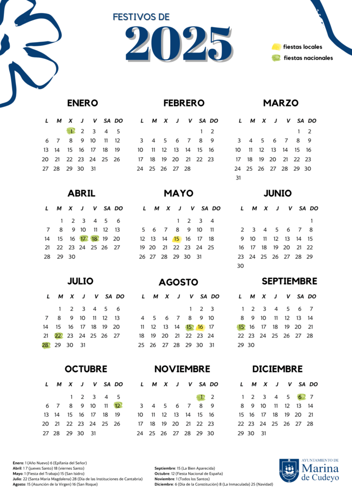 Calendario de festivos 2025