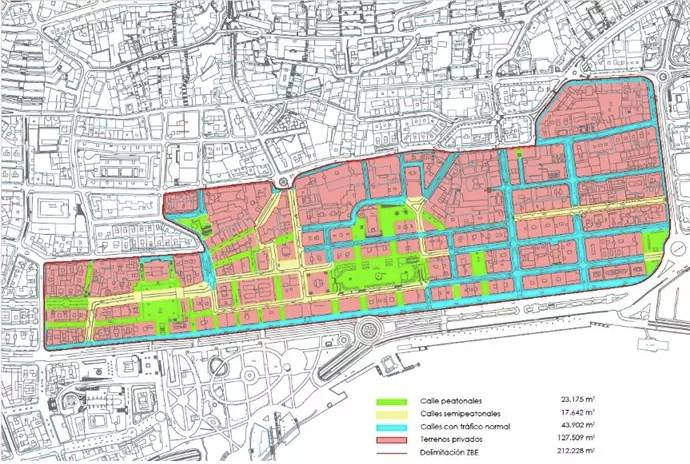 Mapa de la Zona de Bajas Emisiones (ZBE) que proyecta implantar el Ayuntamiento de Santander